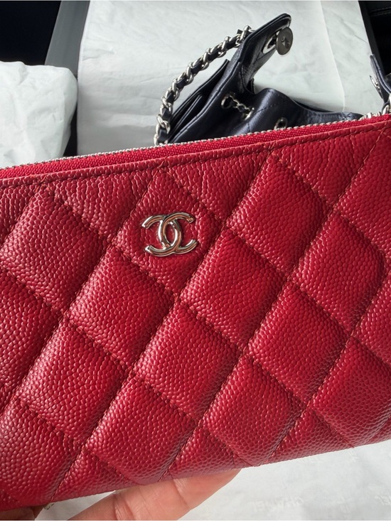 CHANEL Handbags - CHANEL Red Quilted Caviar Leather with Silver CC 2017
